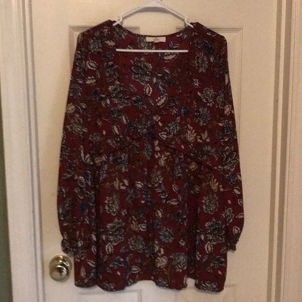 Burgundy and brown tunic shirt